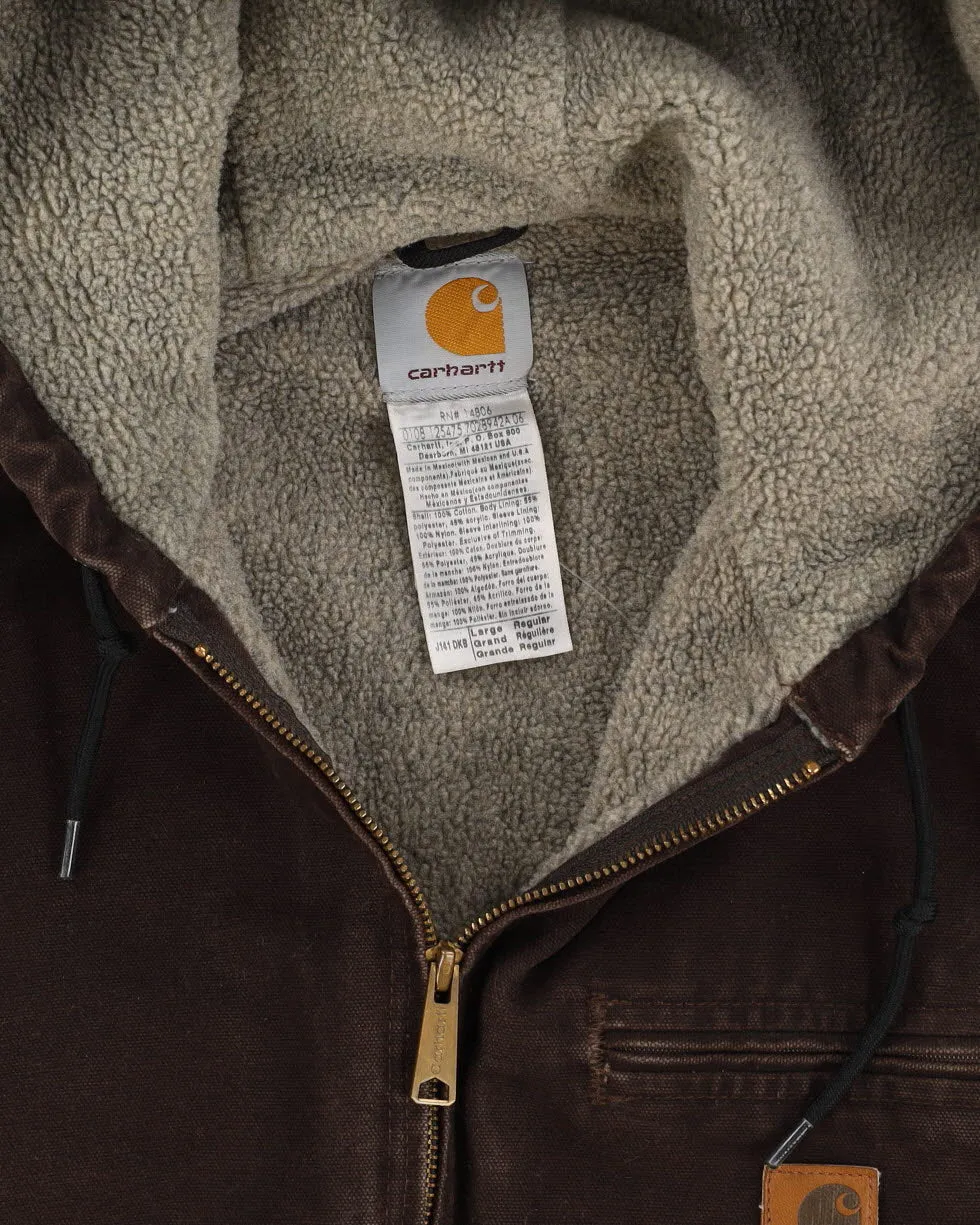 00s Carhartt Brown Workwear Hooded Jacket - L