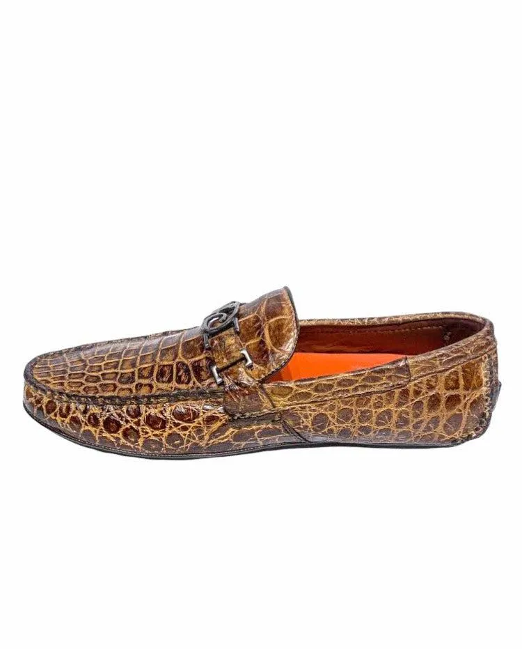 11VLPLP - Cuadra brown casual fashion alligator driving loafers for men