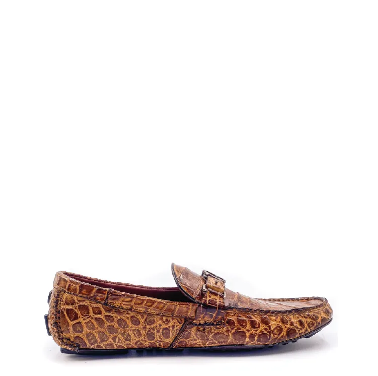 11VLPLP - Cuadra brown casual fashion alligator driving loafers for men