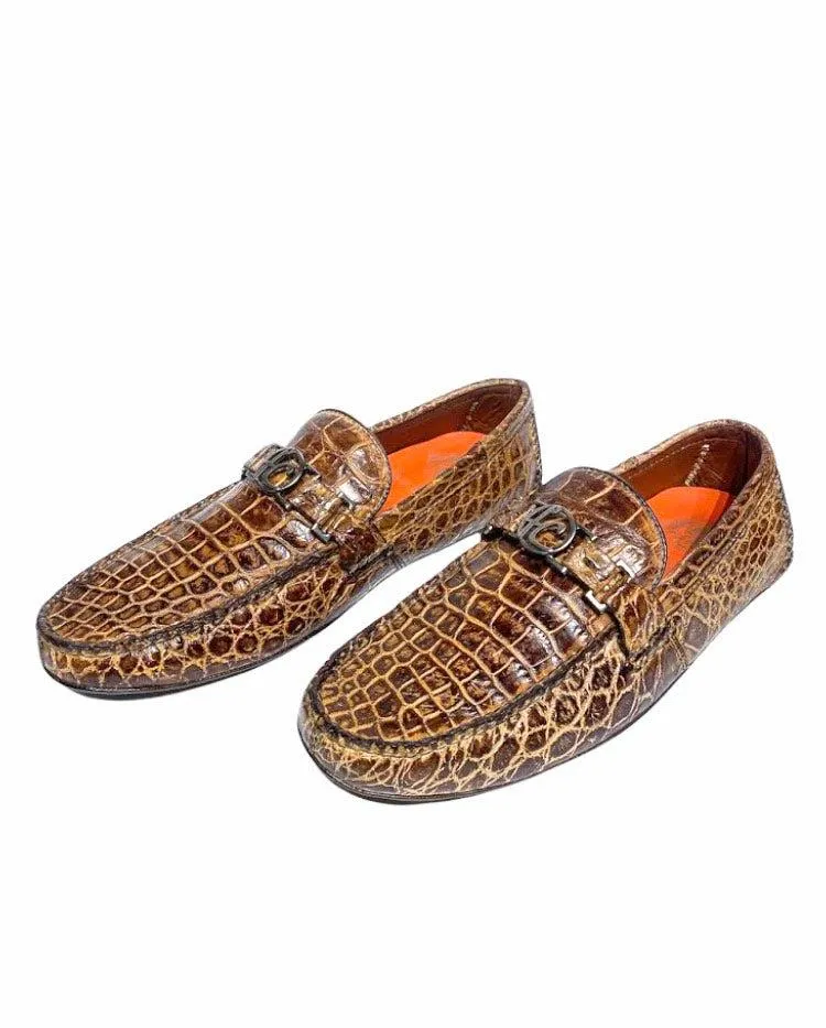 11VLPLP - Cuadra brown casual fashion alligator driving loafers for men