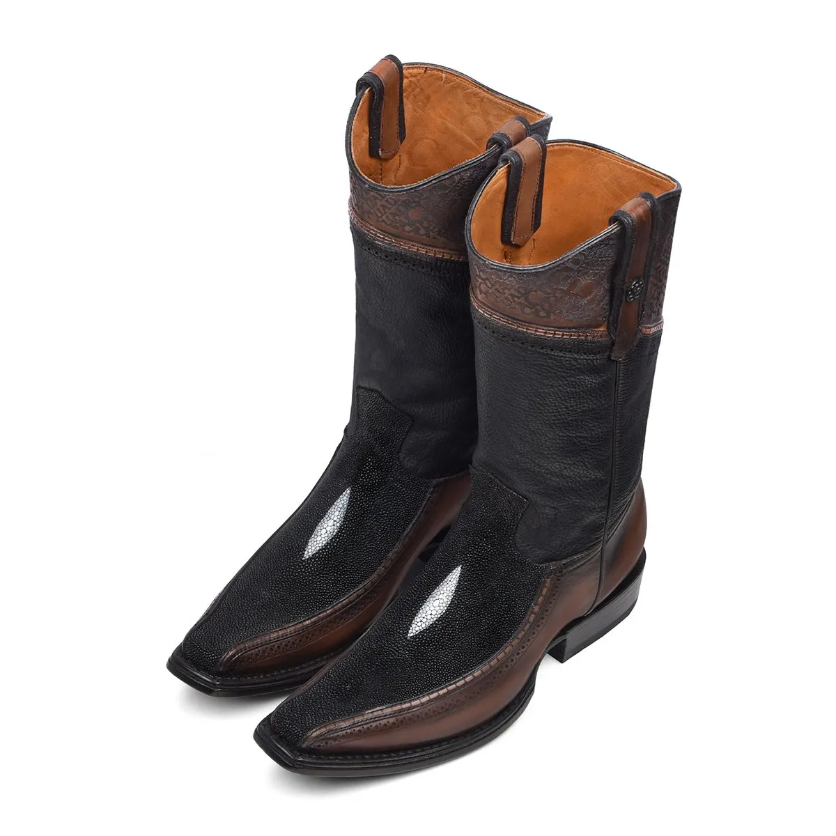 1B1DMA - Cuadra black and brown casual cowboy stingray boots for men