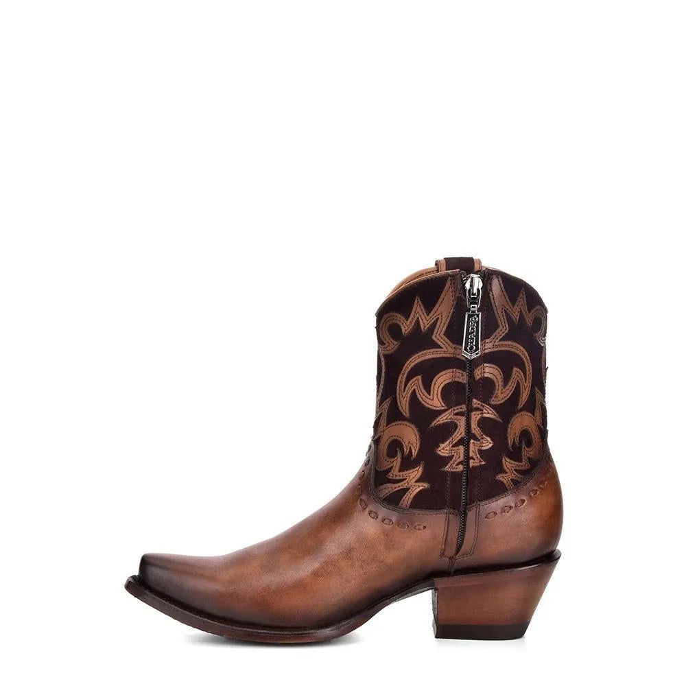 1GH9RS - Cuadra brown western cowgirl cowhide leather ankle boots for women