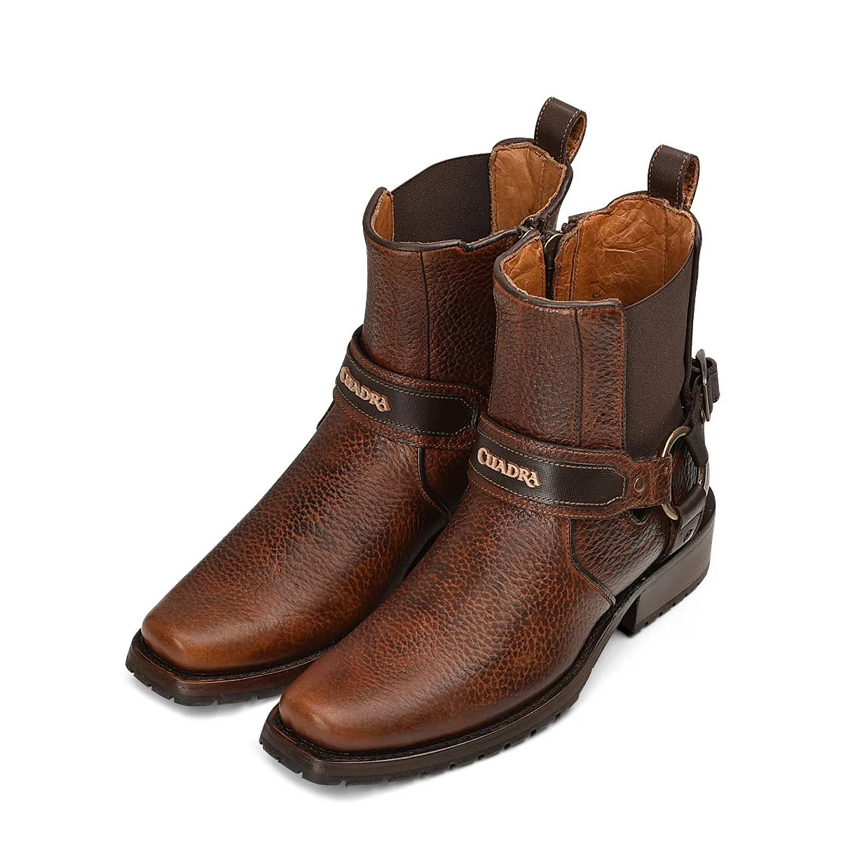 1J2LRS - Cuadra brown casual cowboy cowhide leather zip ankle boots for men