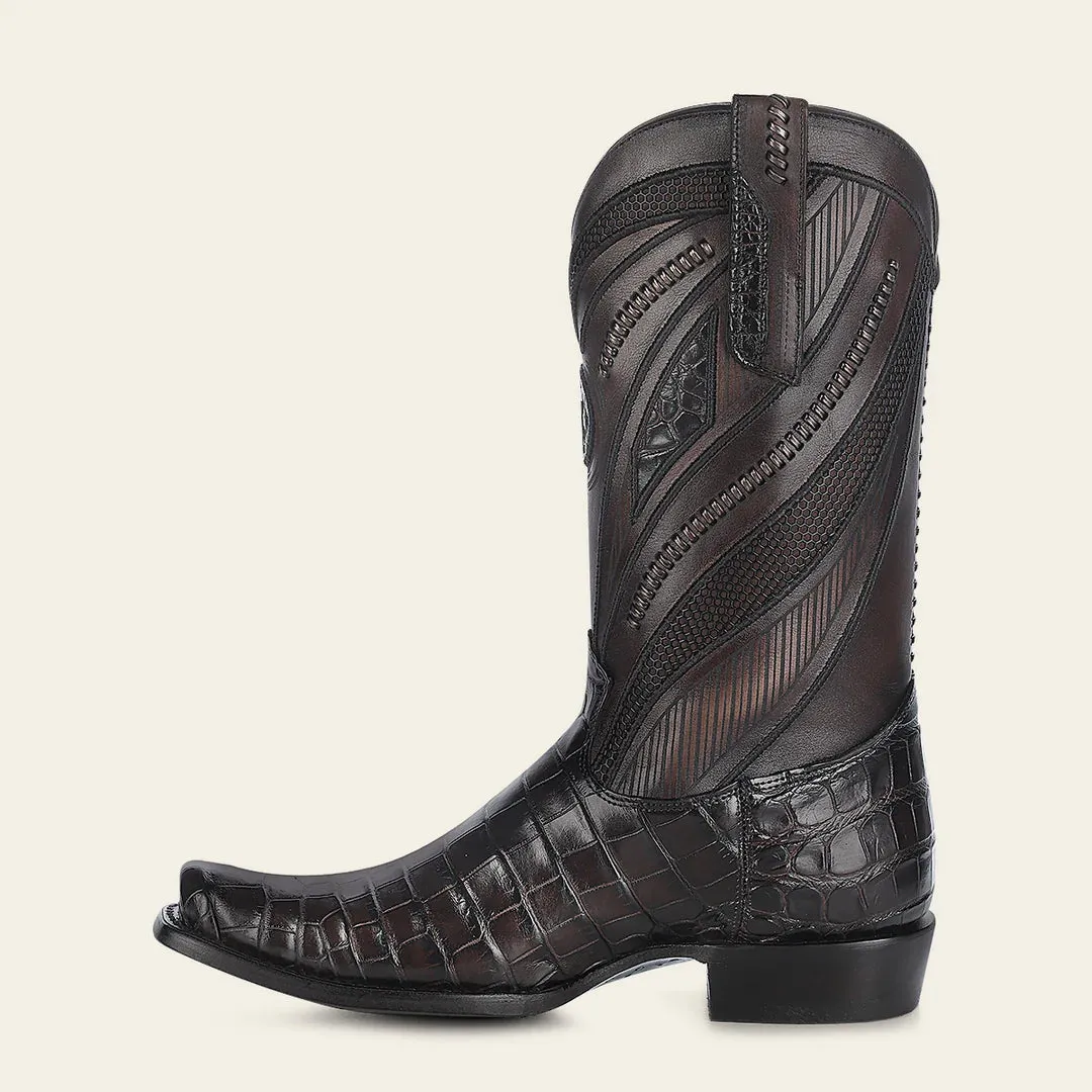 1J2WAL - Cuadra special edition chocolate dress cowboy alligator leather boots for men