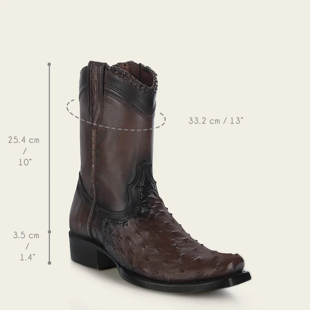 1J3DA1- Cuadra chocolate dress cowboy ostrich leather boots for men