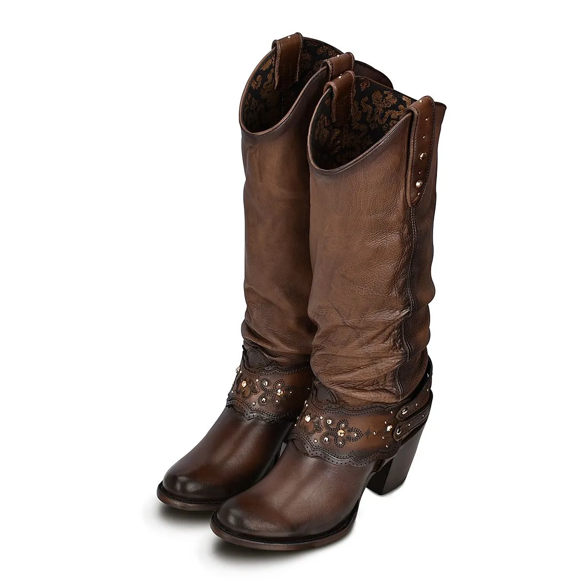 1Z41RS - Cuadra mocha casual cowgirl leather knee high boots for women