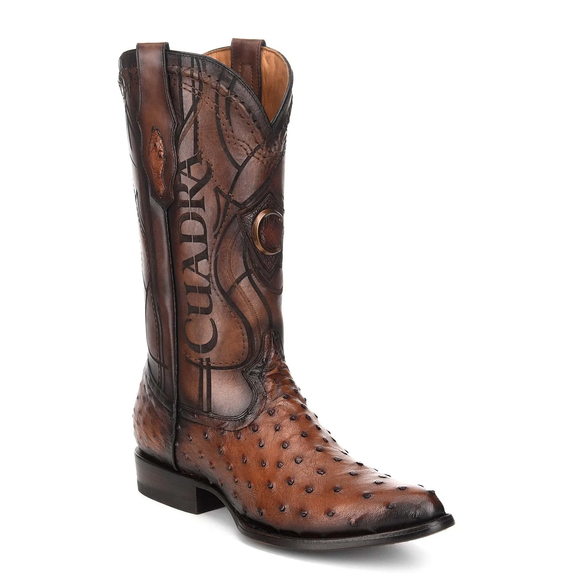 2C1NA1 - Cuadra brown dress cowboy ostrich leather boots for men