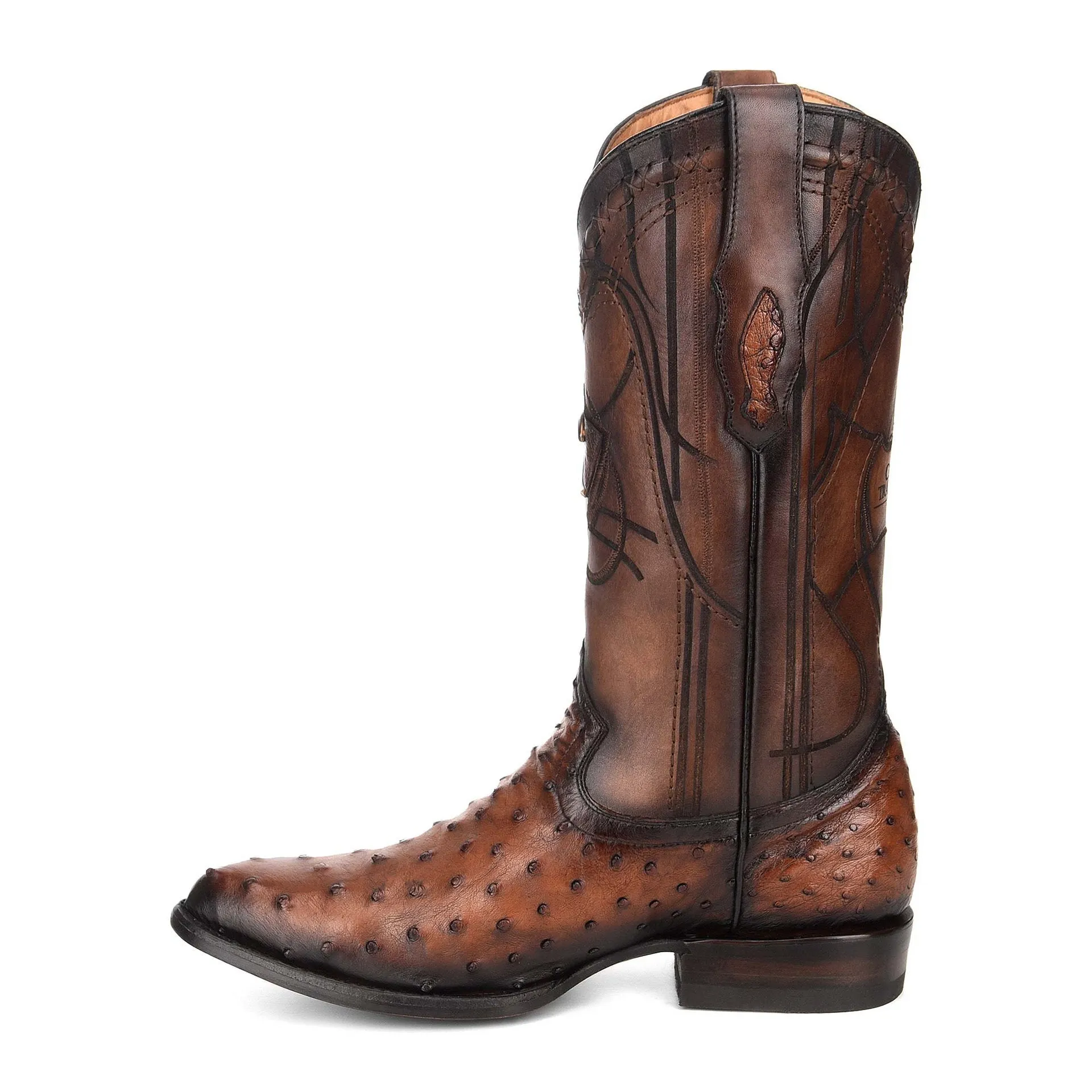 2C1NA1 - Cuadra brown dress cowboy ostrich leather boots for men