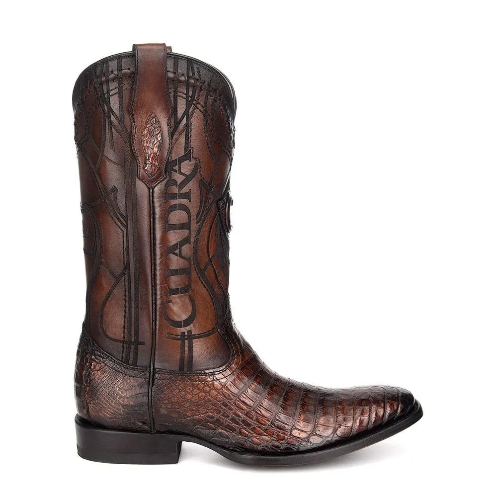 3C1NFY - Cuadra brown dress cowboy exotic caiman leather boots for men