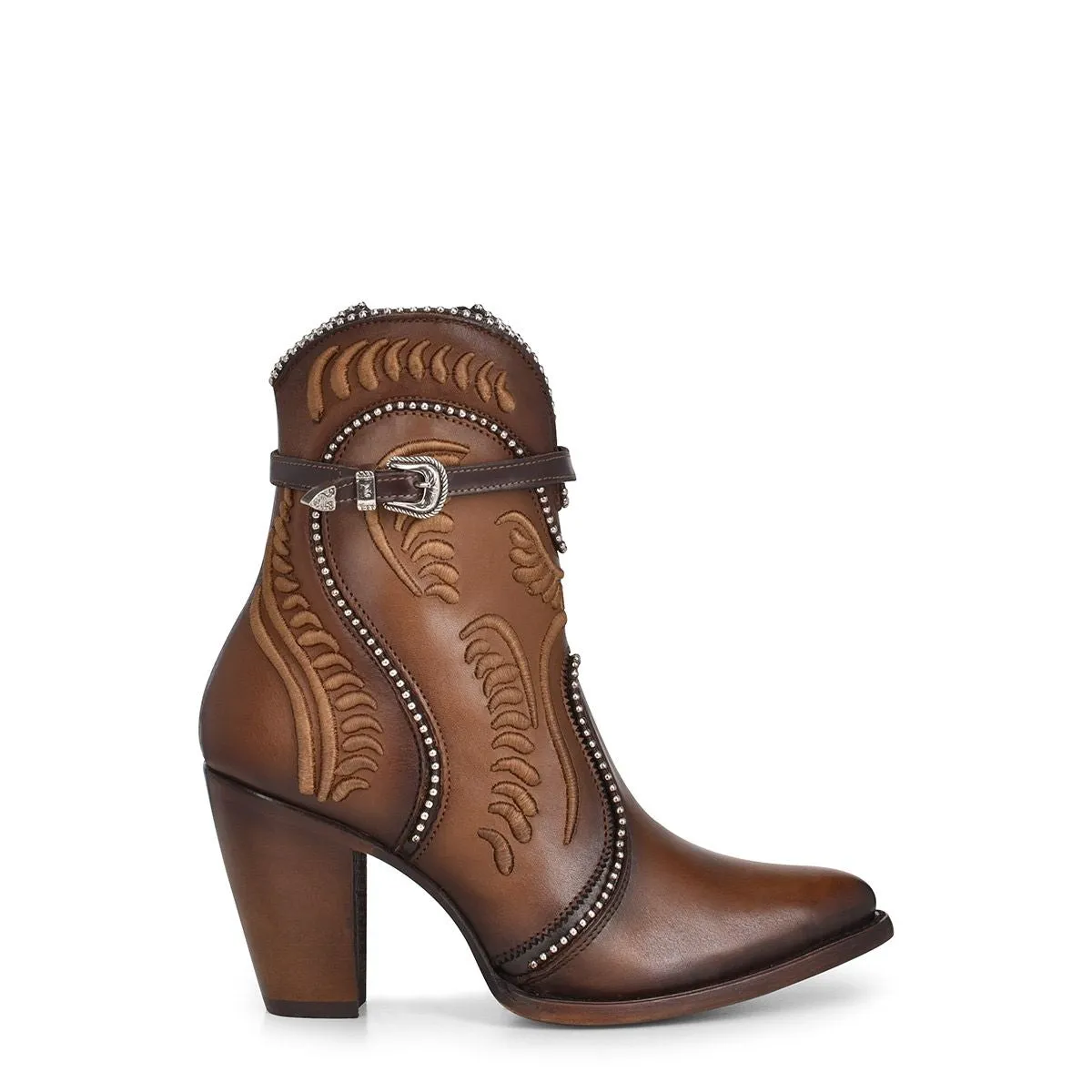 3F59RS - Cuadra brown western cowgirl cowhide leather dress ankle boots women