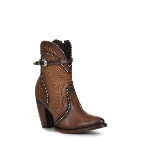 3F59RS - Cuadra brown western cowgirl cowhide leather dress ankle boots women