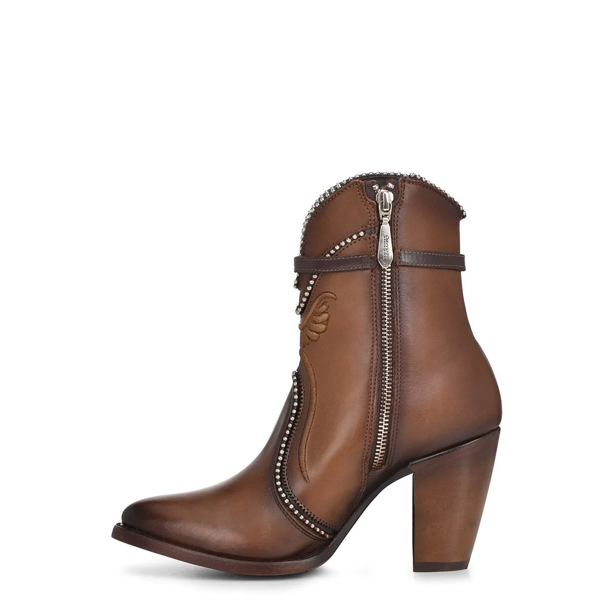 3F59RS - Cuadra brown western cowgirl cowhide leather dress ankle boots women