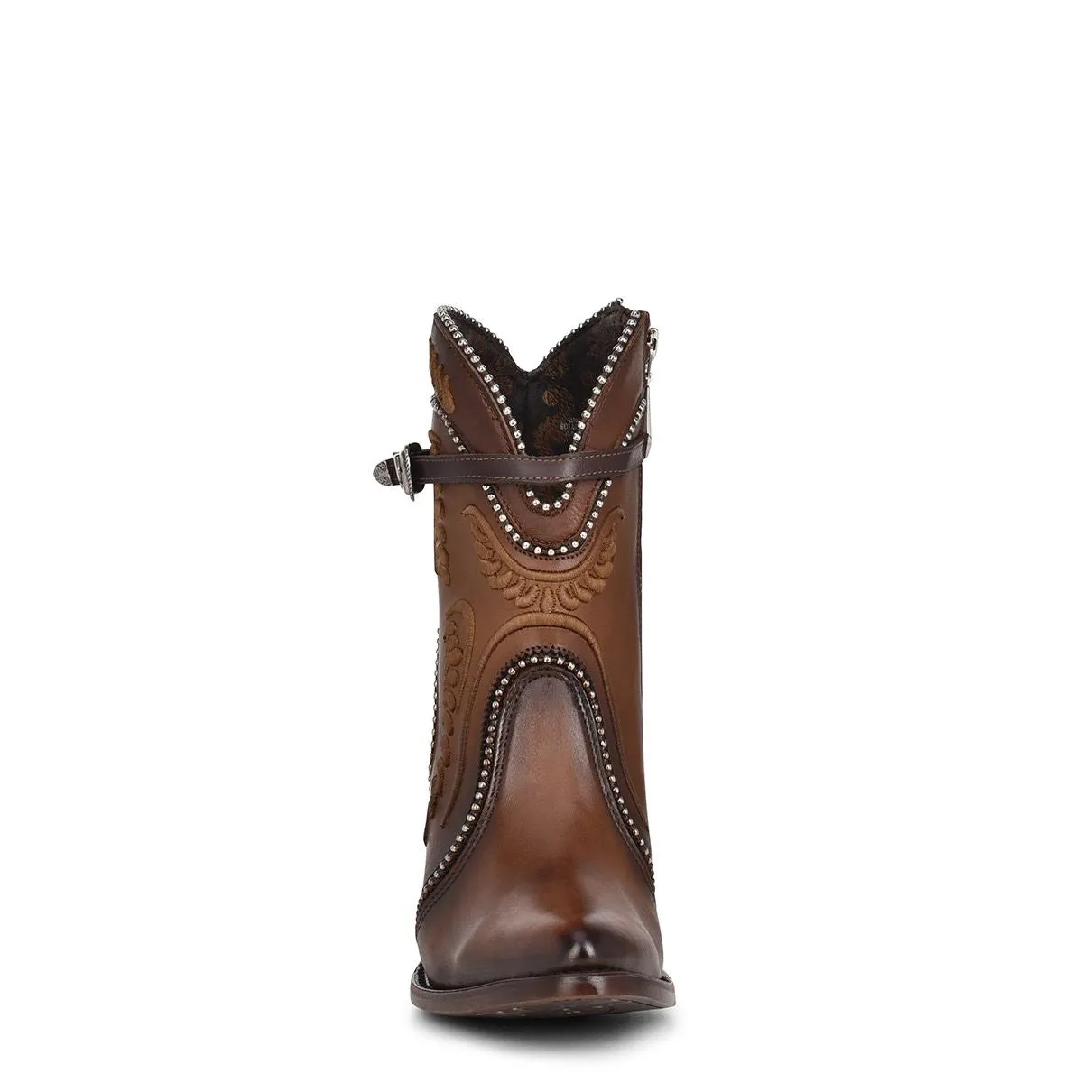 3F59RS - Cuadra brown western cowgirl cowhide leather dress ankle boots women