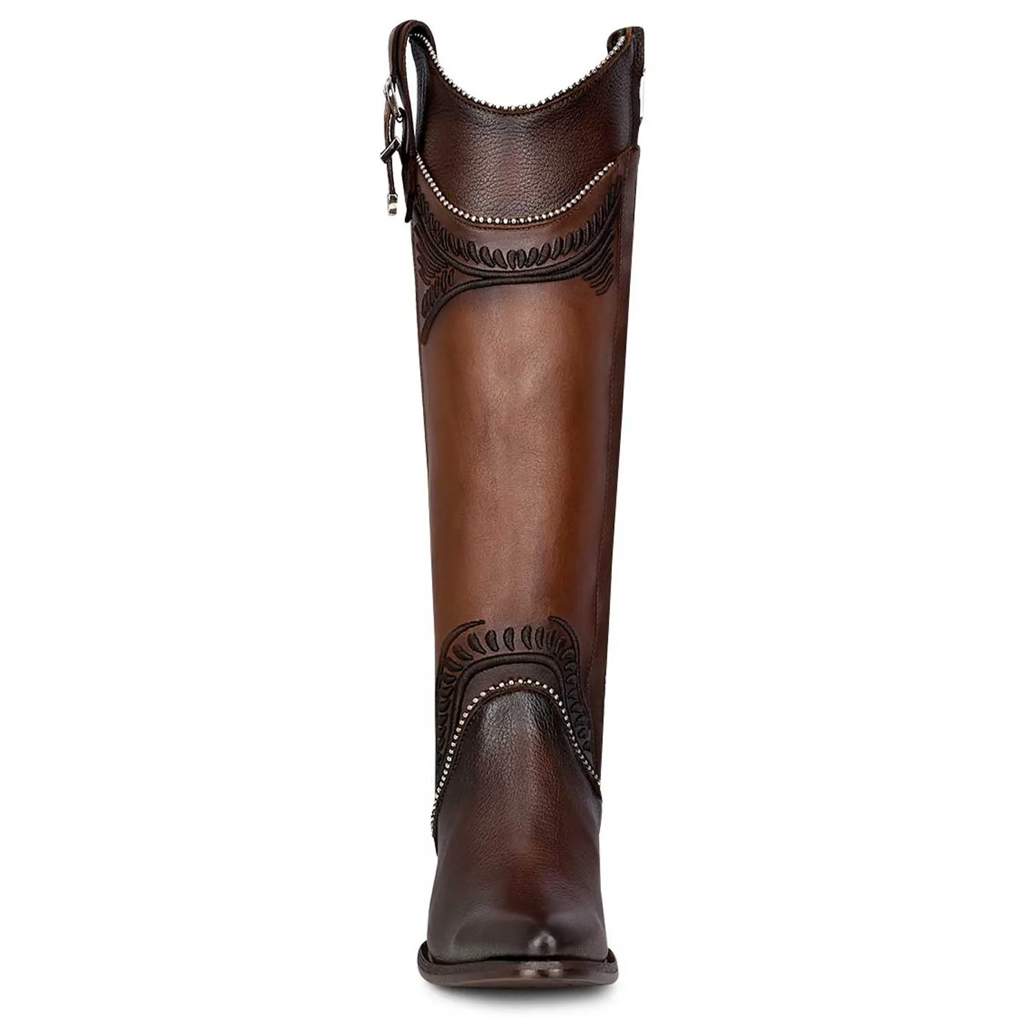 3F82RS - Cuadra brown western cowgirl cowhide leather knee high boots for women