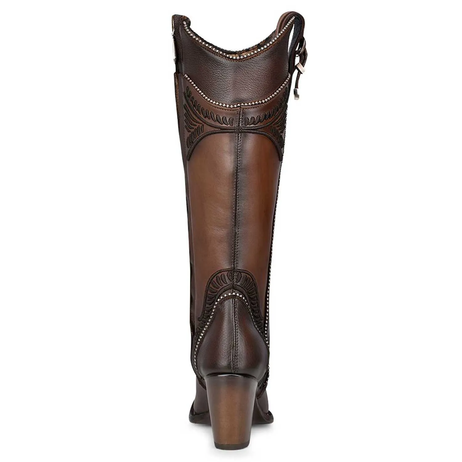 3F82RS - Cuadra brown western cowgirl cowhide leather knee high boots for women