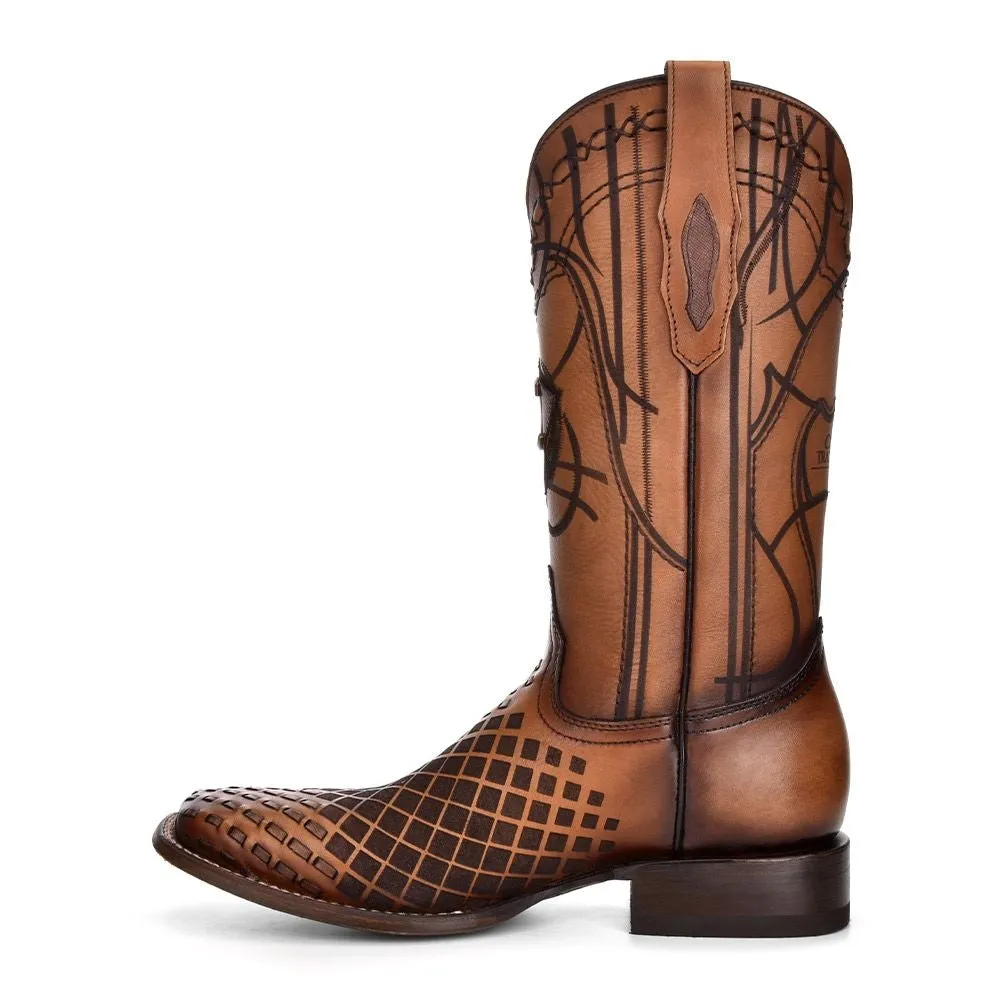 3Z02RS - Cuadra honey casual cowboy rodeo woven leather boots for men