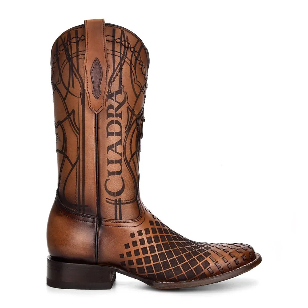 3Z02RS - Cuadra honey casual cowboy rodeo woven leather boots for men