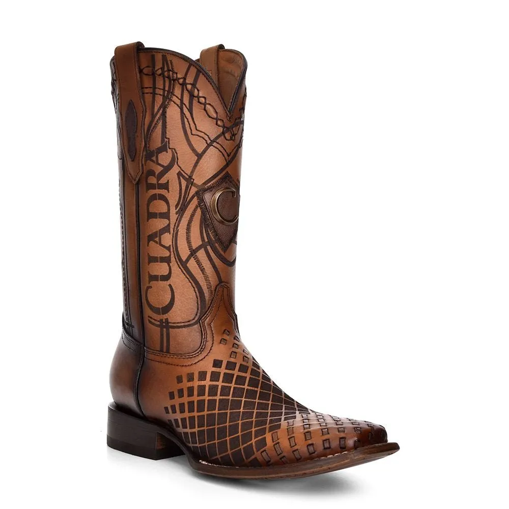 3Z02RS - Cuadra honey casual cowboy rodeo woven leather boots for men