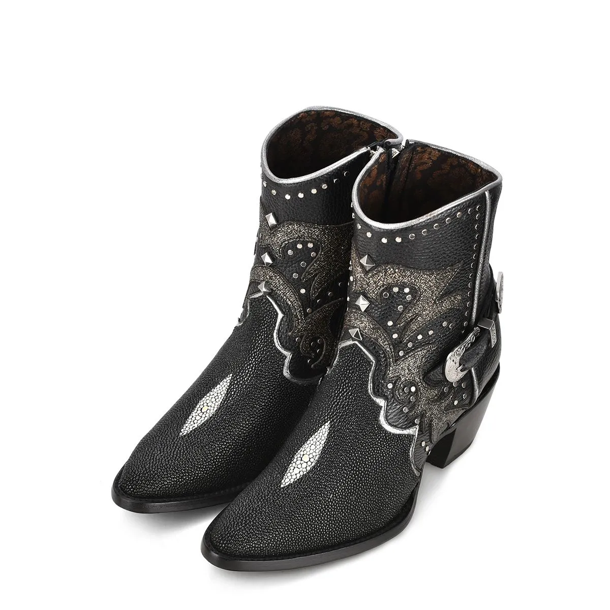 4A22MA - Cuadra black cowgirl western stingray ankle boots for women