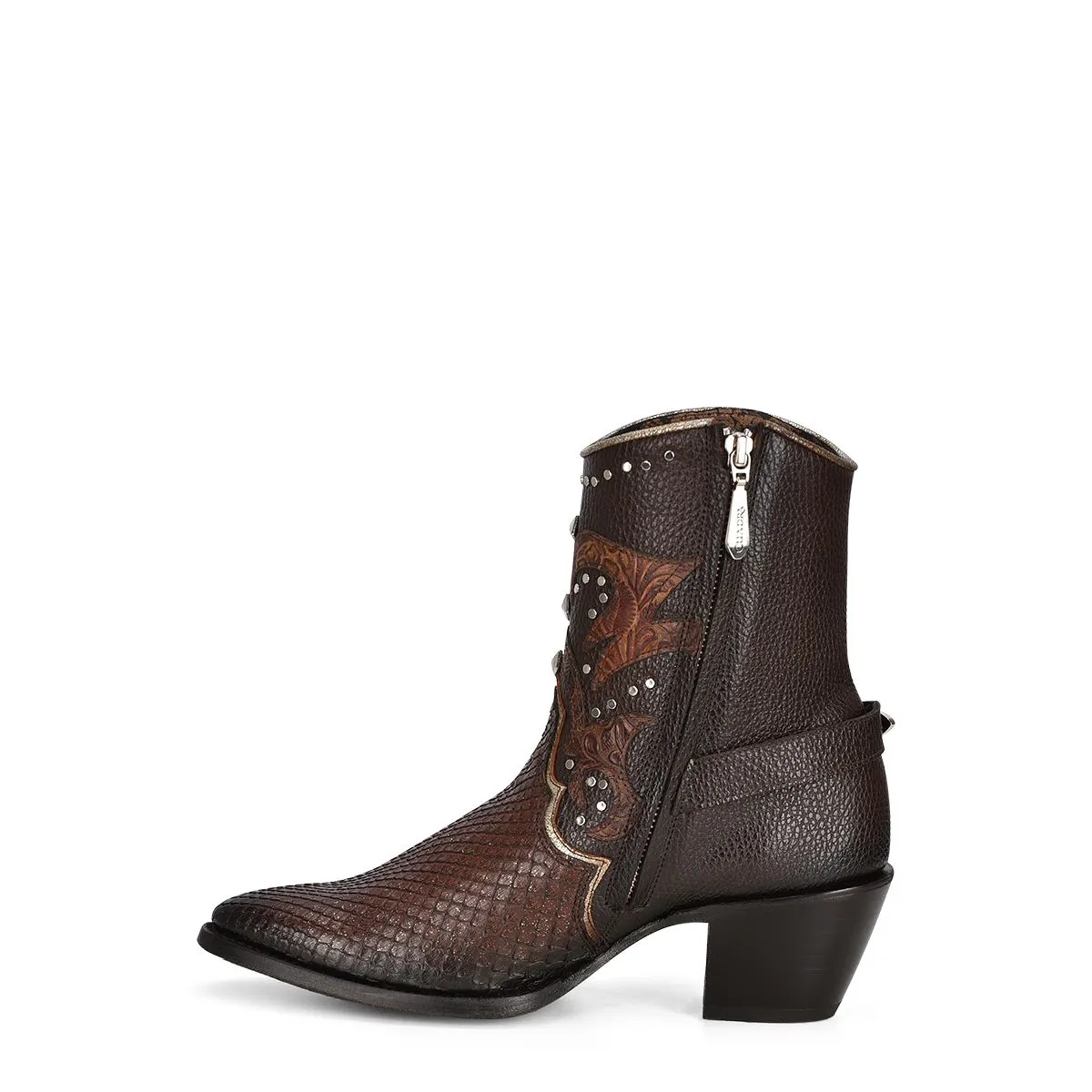 4A22PM - Cuadra brown western cowgirl python ankle boots for women