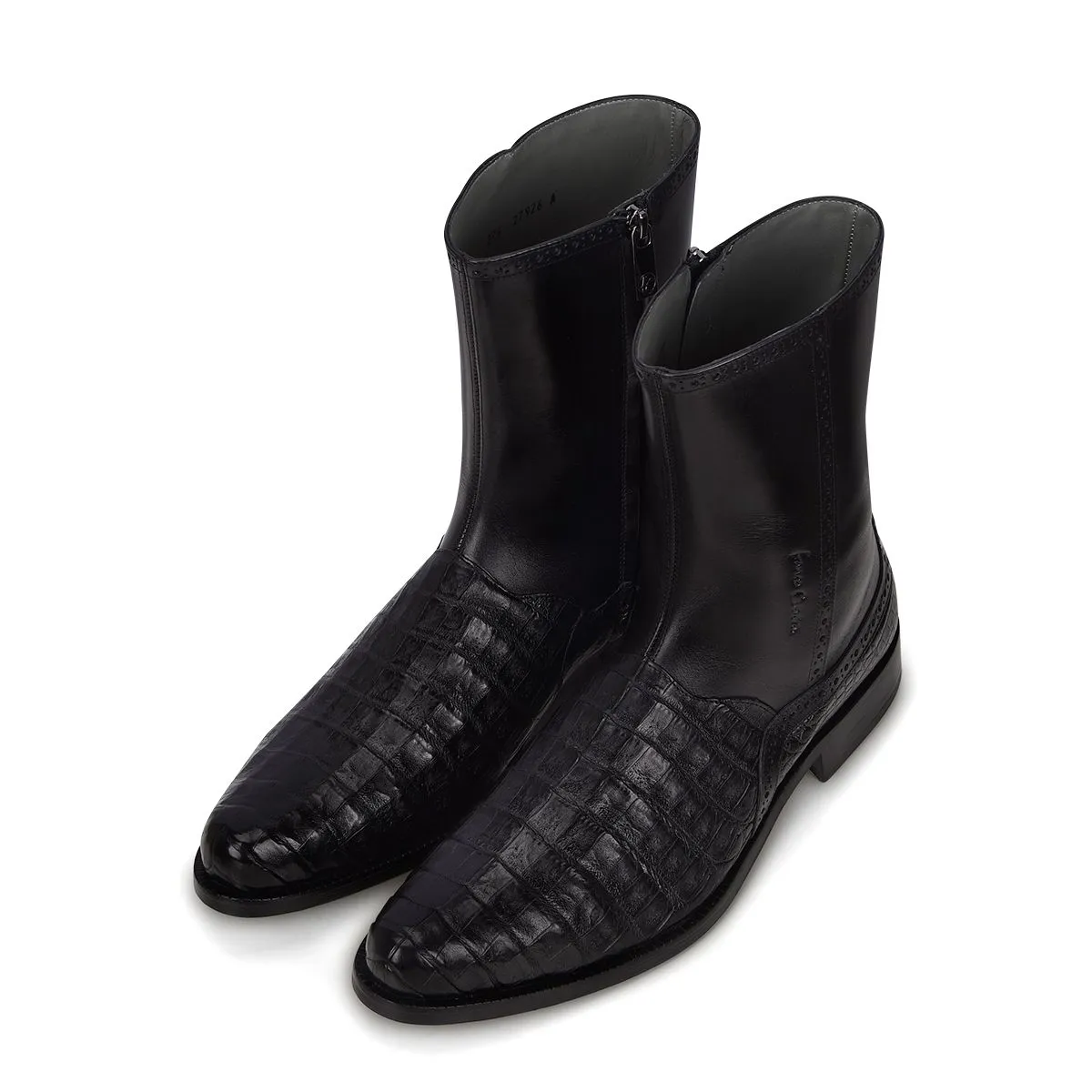 827FWTS - Franco Cuadra black dress casual caiman leather ankle boots for men