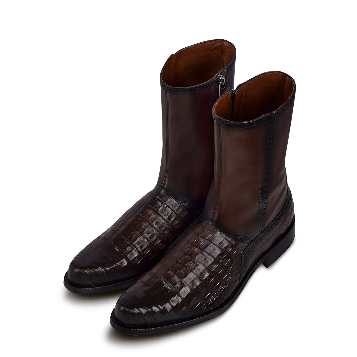 827FWTS - Franco Cuadra brown dress casual caiman leather ankle boots for men