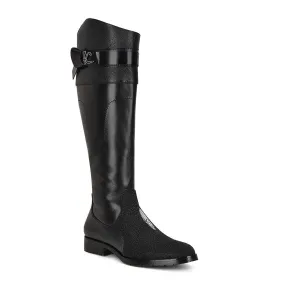 98TMTTS - Franco Cuadra black casual stingray leather riding boots for women