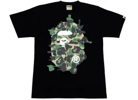 A Bathing Ape ABC Camo Rebuild Big Ape Head Tee in Black/Green xld