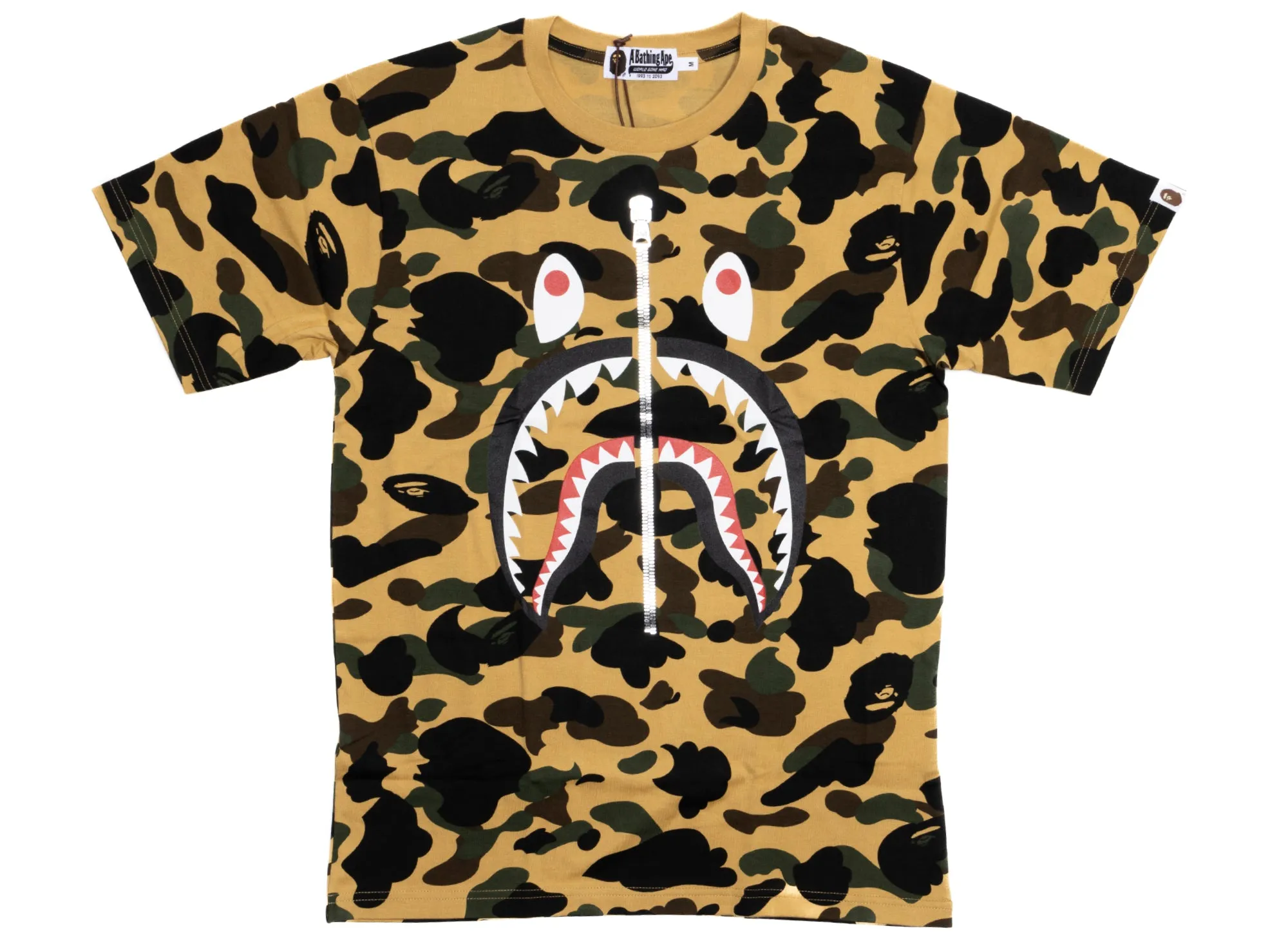 A Bathing Ape Bape Zipper S/S Tee in Tan Camo