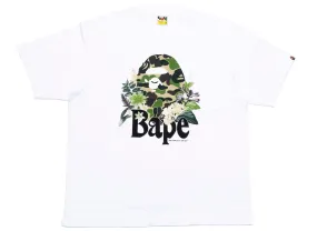 A Bathing Ape Floral Big Ape Head Tee in White xld