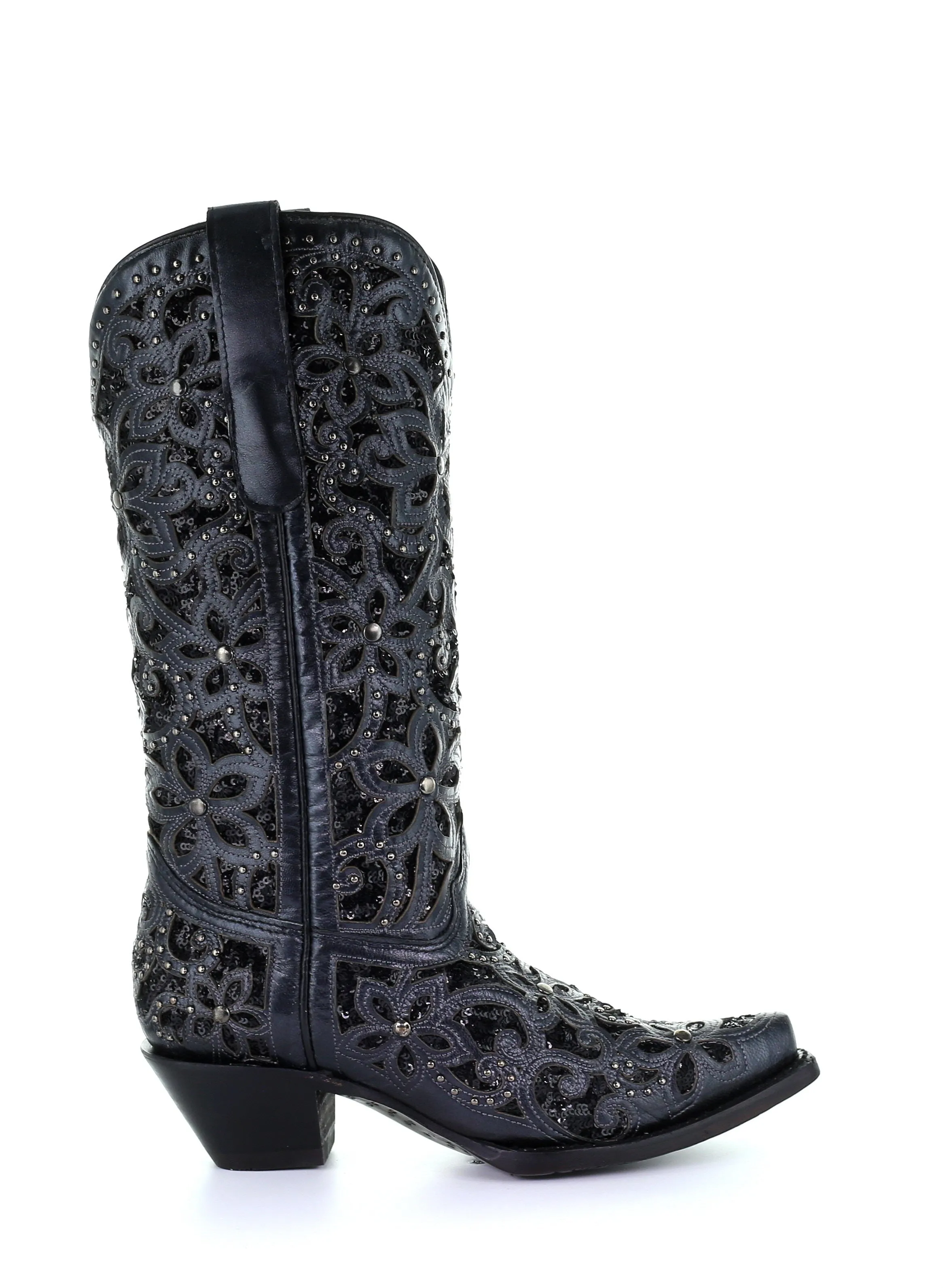 A3752 -  Corral black western cowgirl leather boots for women