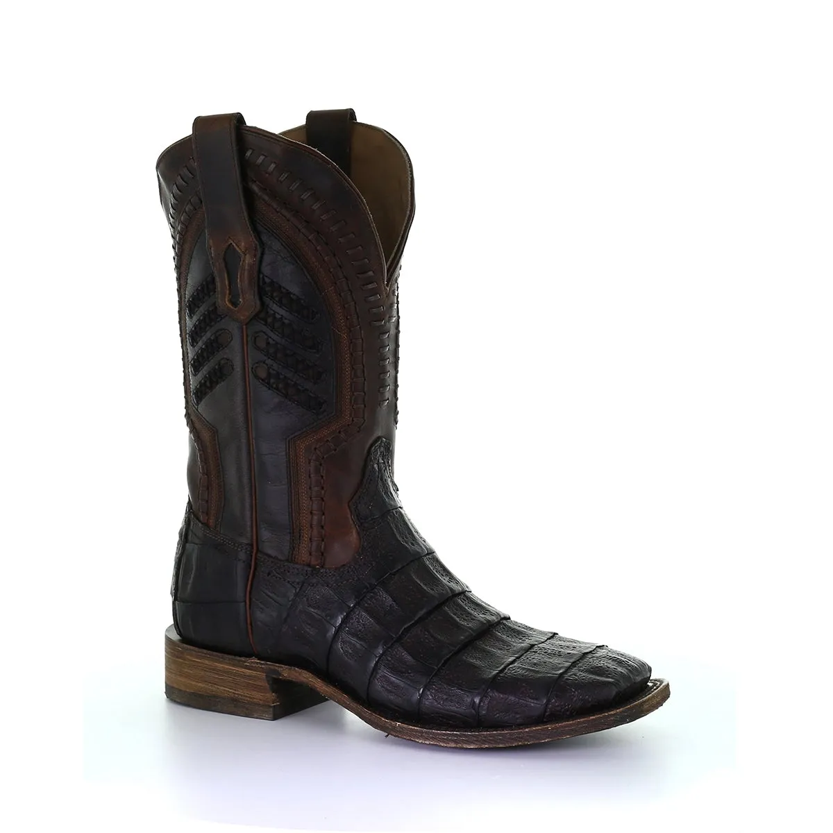 A3878 - Corral brown western cowboy caiman boots for men