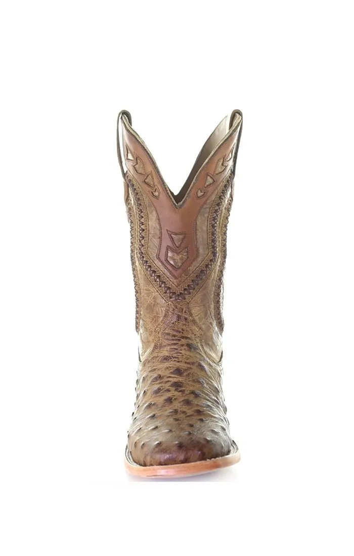 A4008 - Corral brown western cowboy ostrich boots for men