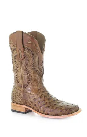 A4008 - Corral brown western cowboy ostrich boots for men