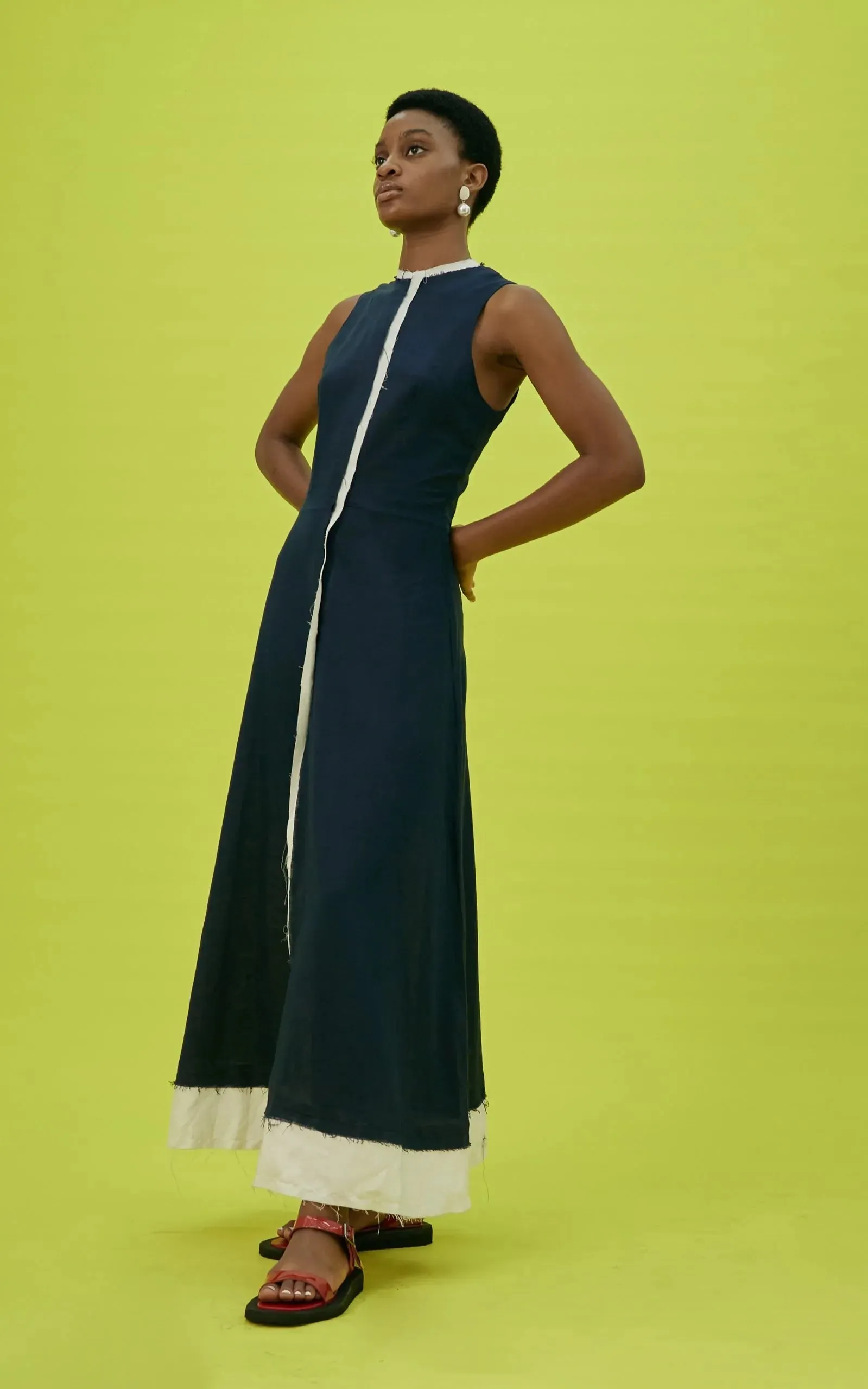 ABIOLA OLUSOLA Xemi Navy Blue Sleeveless Dress