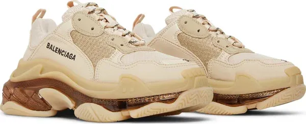 Balenciaga Triple S Clear Sole Crystal Beige Nude Sneakers for Women