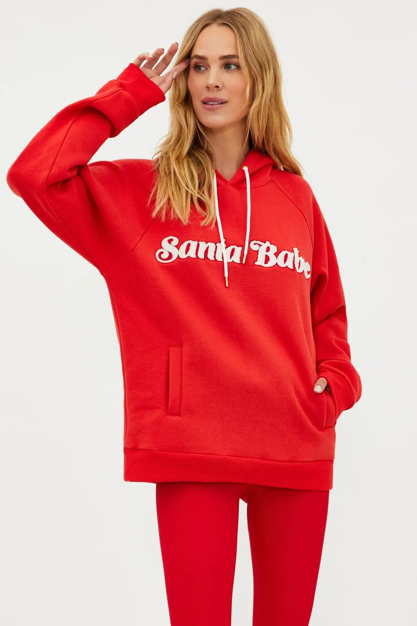 Beach Riot Alissa Santa Babe Hooded Sweater as seen on Una Healy