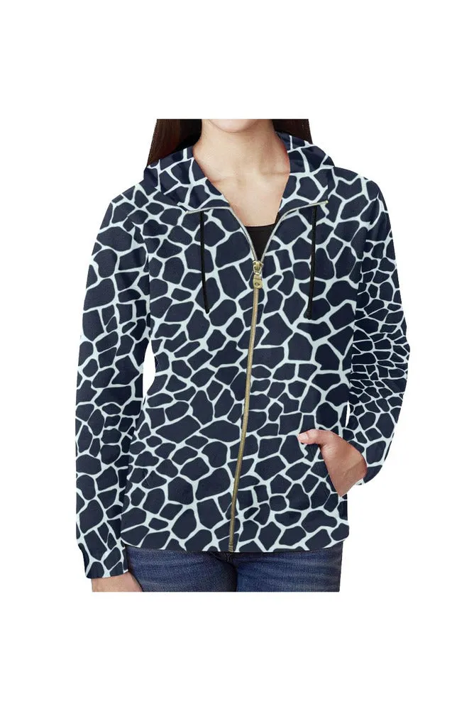 Blue Giraffe Full Zip Hoodie for Women