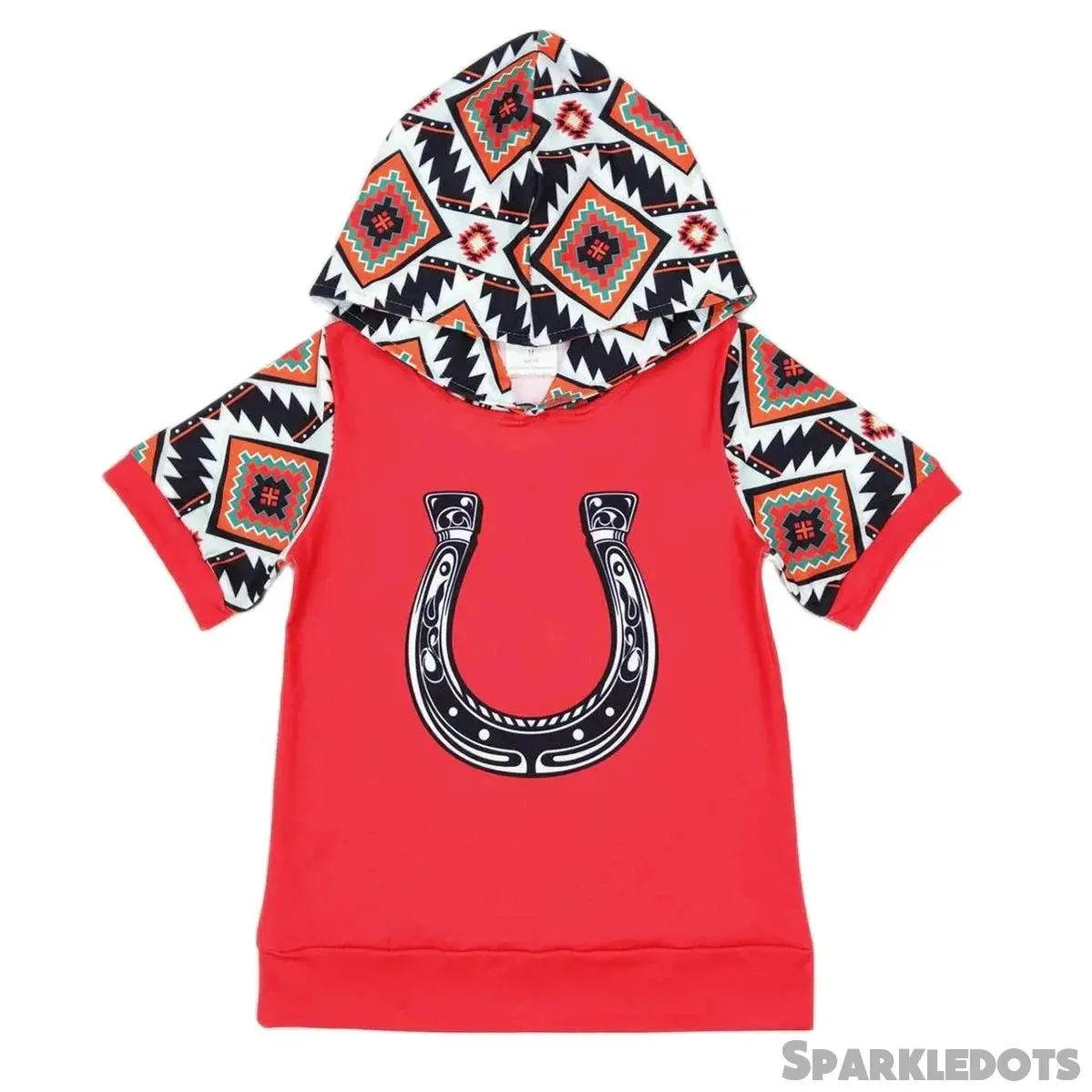 Boys Short Horseshoe Southwest Geo Southwest Hooded Top