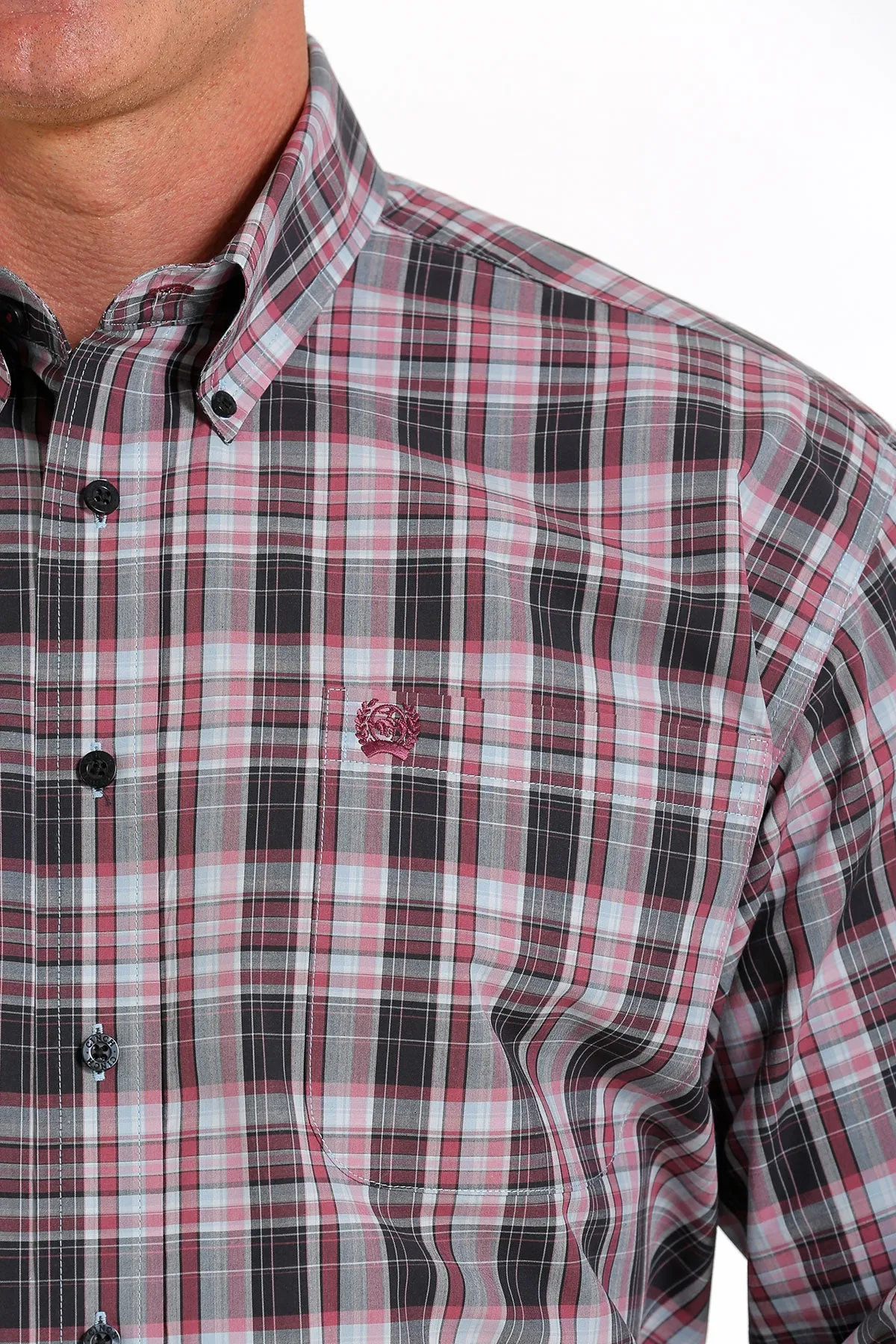 'Cinch' Men's Plaid Classic Fit Button Down - Black / Pink