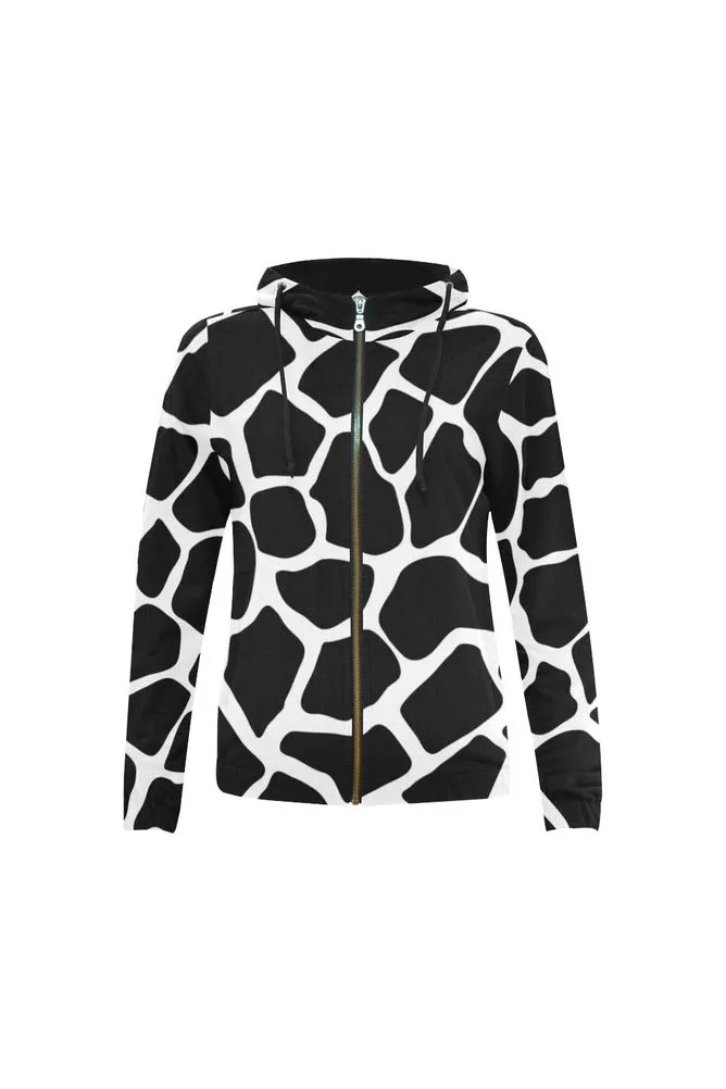 Giraffe Print Full Zip Hoodie for Women