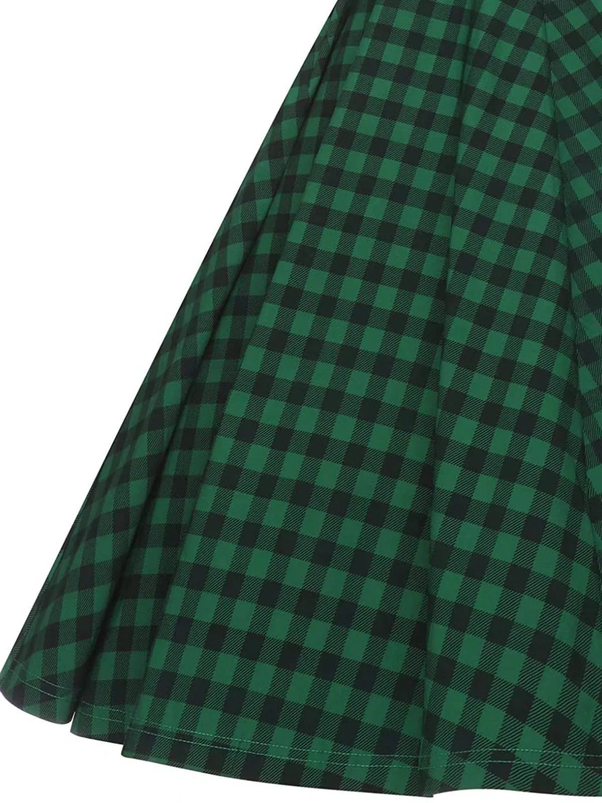 Green 1950s Plaid Button Swing Dress