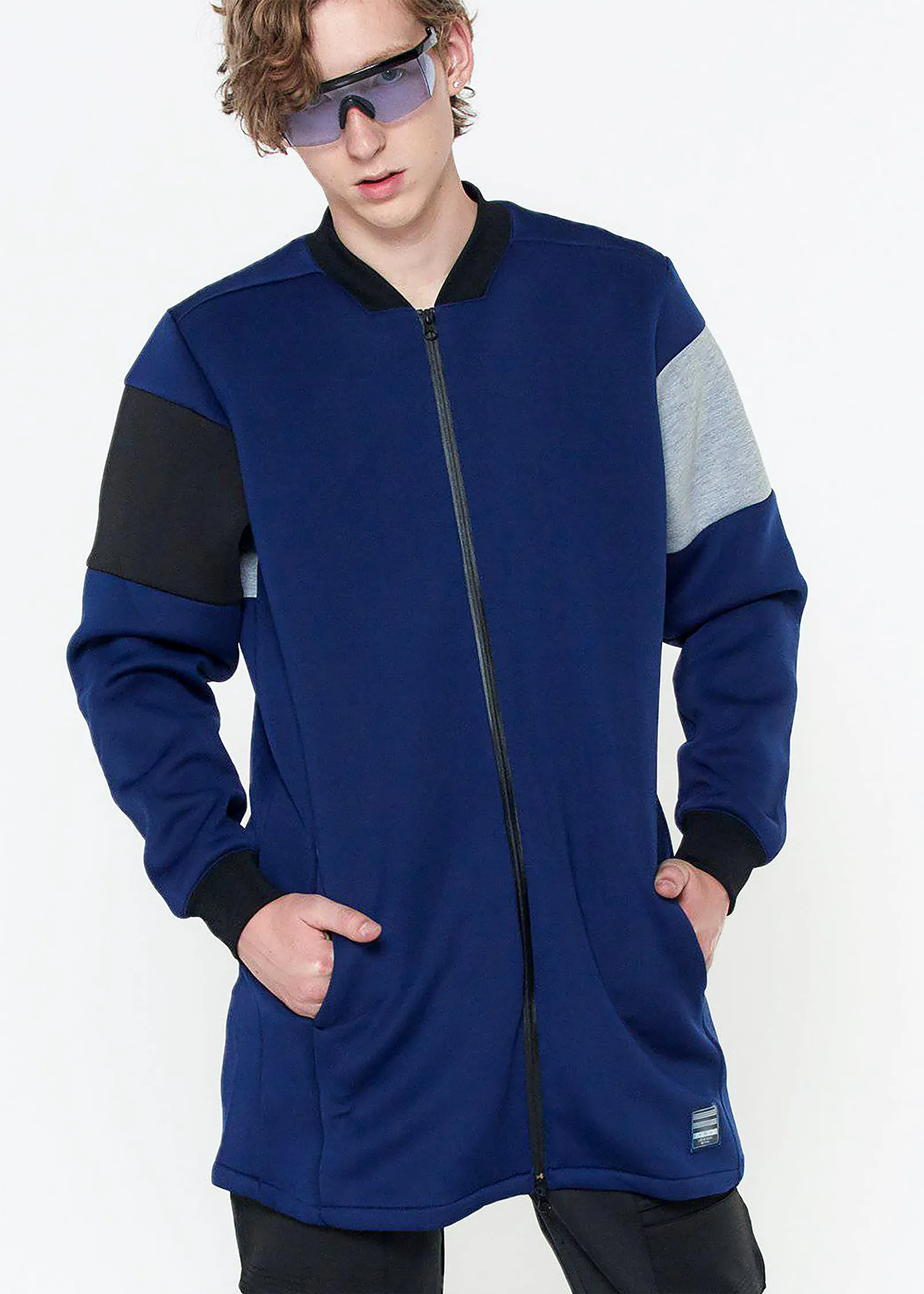 Konus Men's Scuba Long Bomber Jacket in Blue