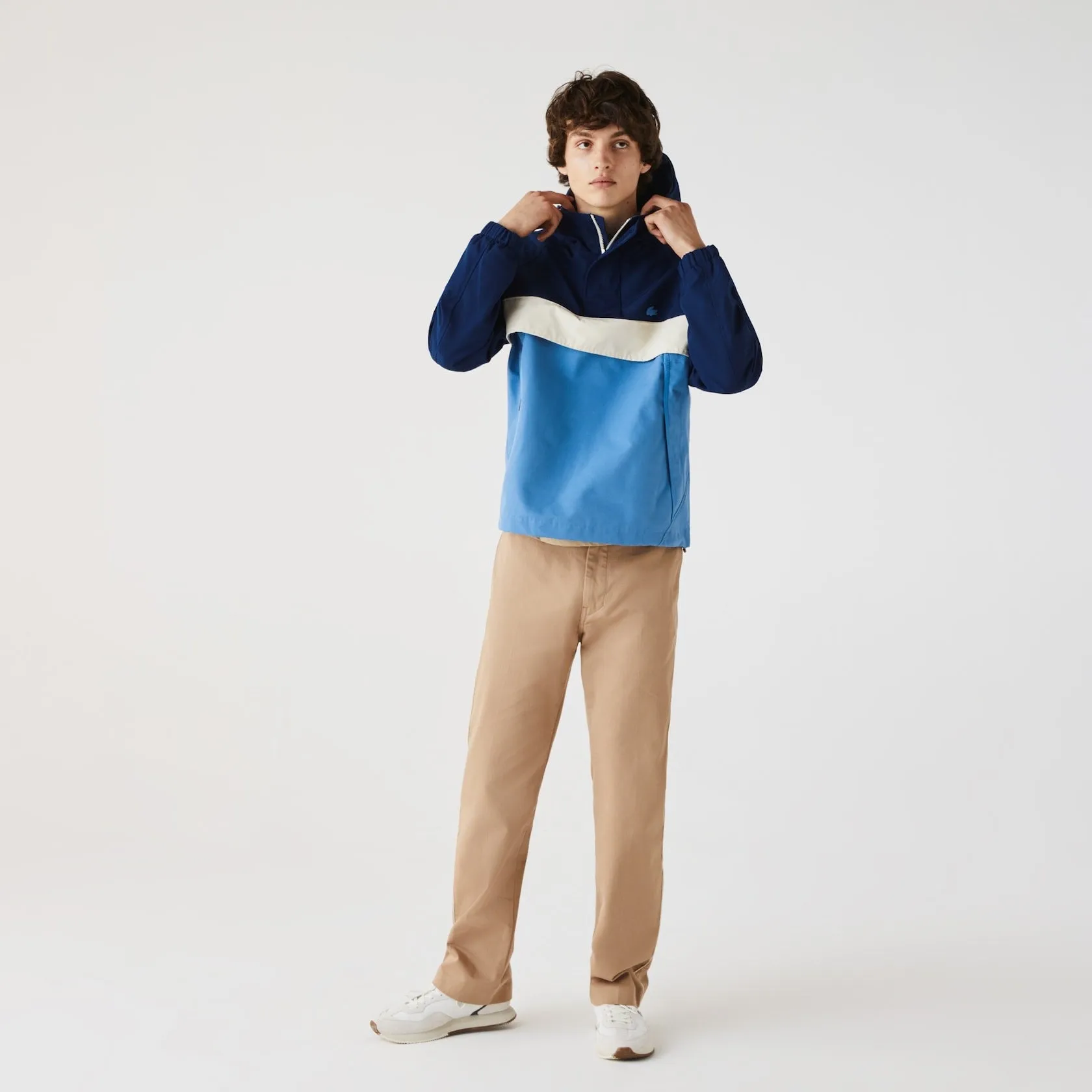 LACOSTE Hooded Colourblock Smock Pullover Anorak Jacket