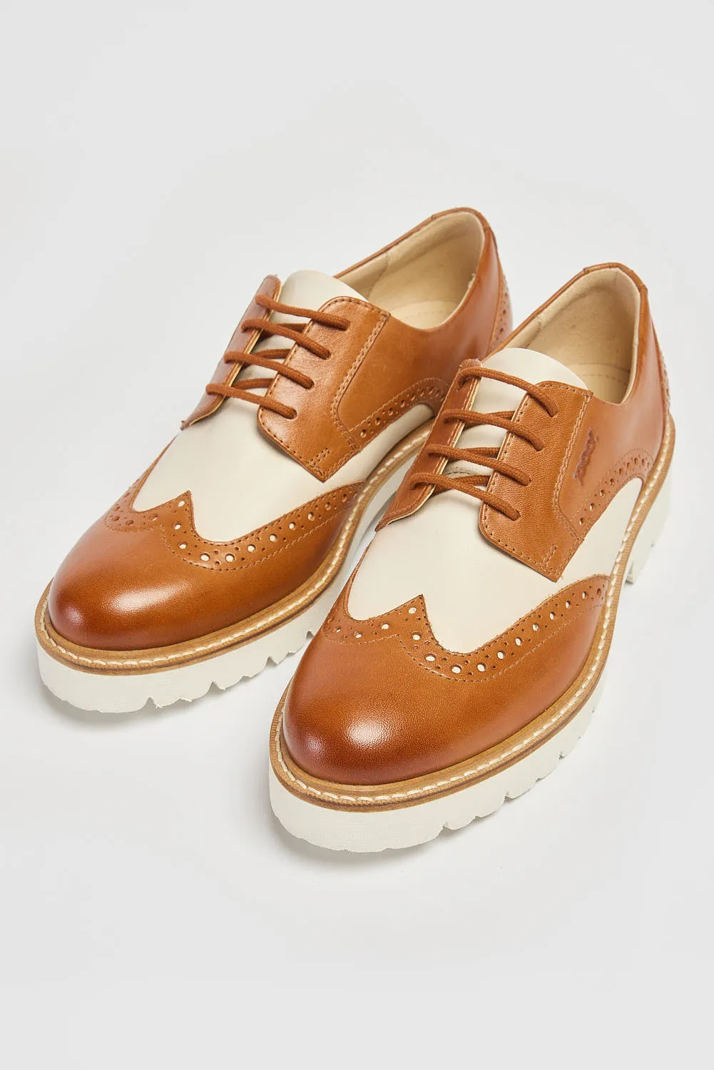 Ladies Lace Up Brogues Pod Leather Ladies Shoes Tan Kortney sale