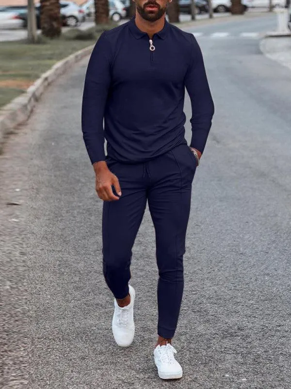 Lapel Long Sleeve Casual Men Tracksuit