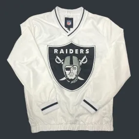 Stylish White Las Vegas Raiders Windbreaker Jacket with Dual Pockets