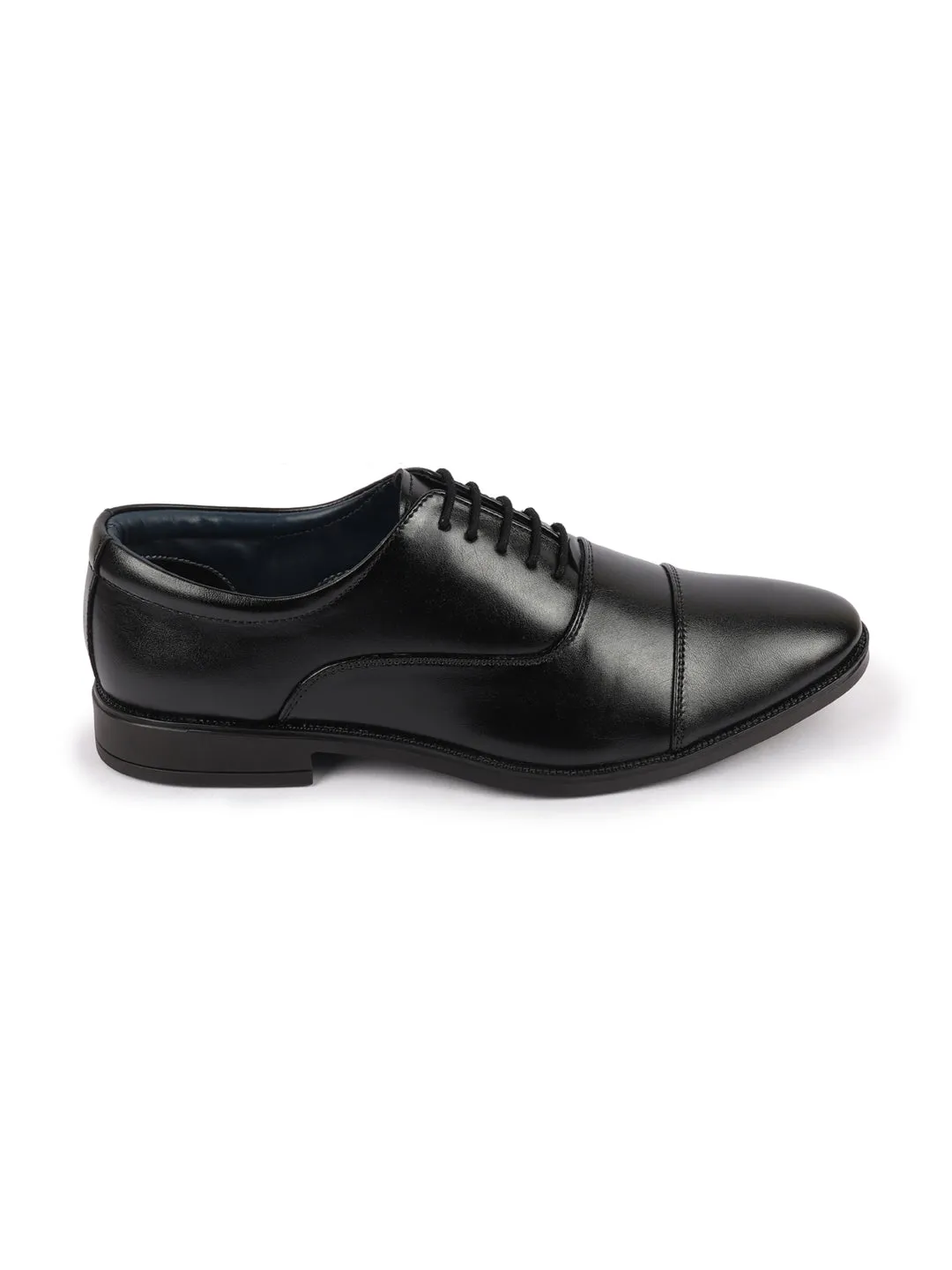 Men Black Formal Office Work Lace-Up Derby Shoes