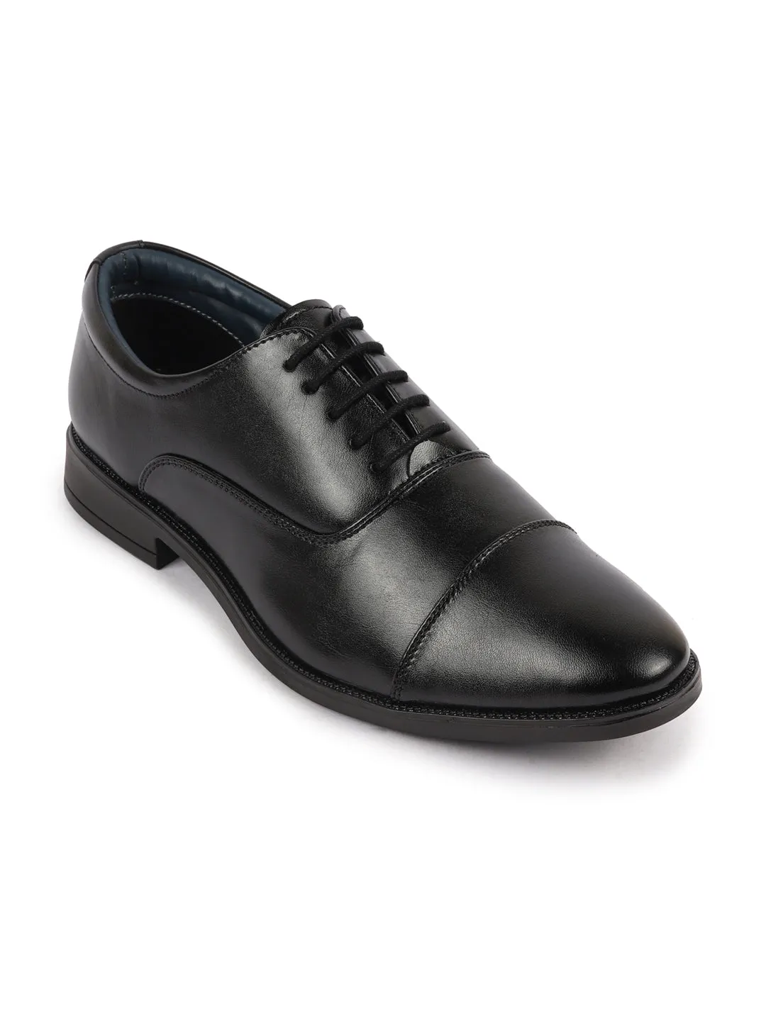 Men Black Formal Office Work Lace-Up Derby Shoes