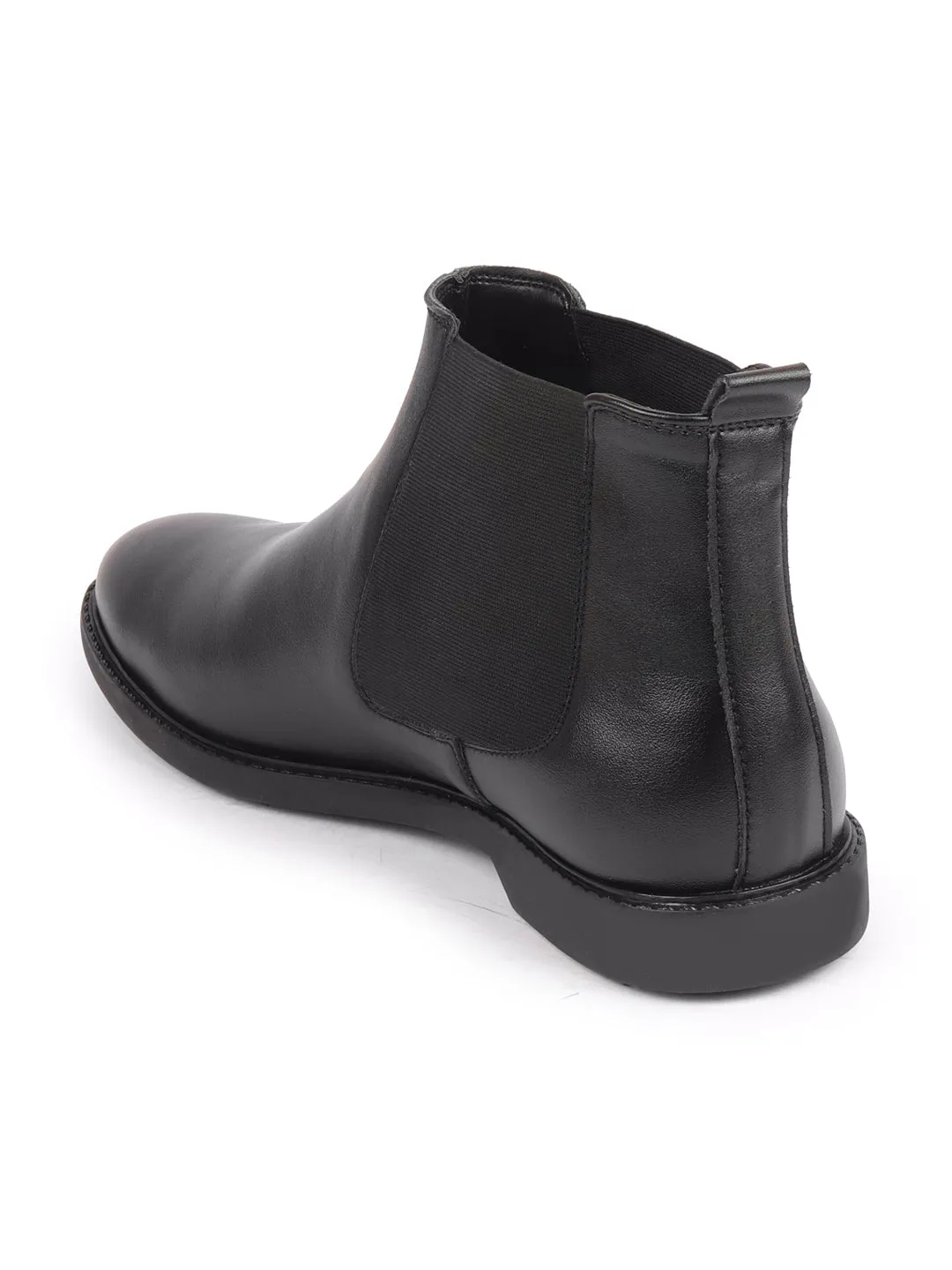 Men Black High Ankle Slip On Outdoor Fashion Winter Chelsea Boots